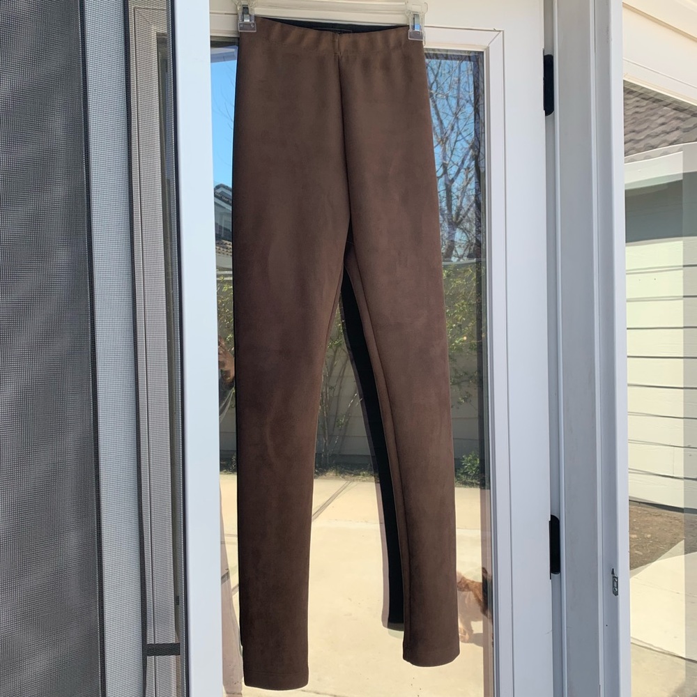 BCBG MaxAzria Size XS, Faux Suede Tan Leggings.